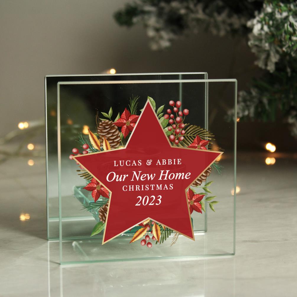 Personalised Christmas Glass Tea Light Candle Holder Extra Image 1